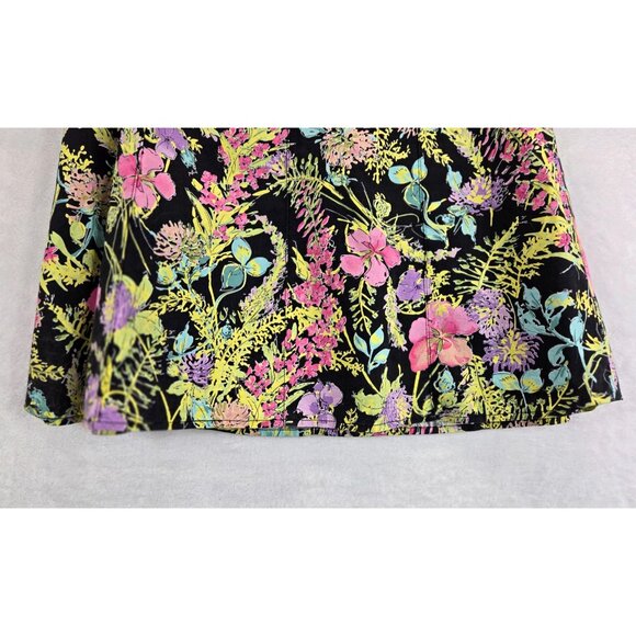Floral Skirt by Rafaella sz 10 Black Pink A-Line Lined Colorful Preppy Whimsy - Picture 4 of 10